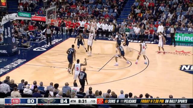 Zion Williamson with an alley oop vs the Detroit Pistons