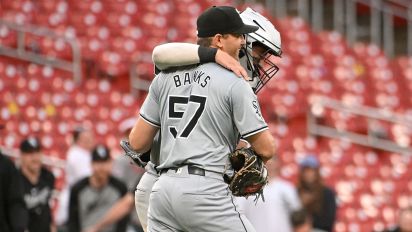 Getty Images - ST LOUIS, MISSOURI - MAY 4: Tanner Banks #57 and Korey Lee #26 of the Chicago White Sox celebrate their team's 6-5 victory over the St. Louis Cardinals at Busch Stadium on May 4, 2024 in St Louis, Missouri. (Photo by Joe Puetz/Getty Images)