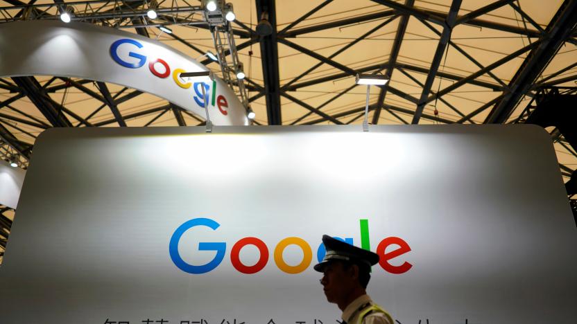 A Google sign is seen during the China Digital Entertainment Expo and Conference (ChinaJoy) in Shanghai, China August 3, 2018. REUTERS/Aly Song