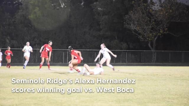 WATCH: Seminole Ridge girls soccer scores dramatic winning goal in district tournament