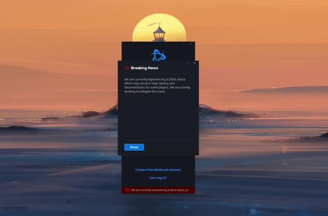 Battle.net DDoS notification