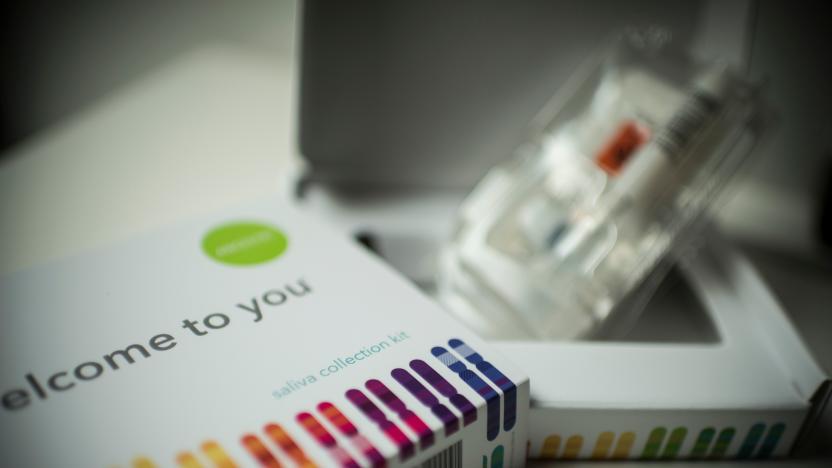 This illustration picture shows a saliva collection kit for DNA testing displayed in Washington DC on December 19, 2018. - Between 2015 and 2018, sales of DNA test kits boomed in the United States and allowed websites to build a critical mass of DNA profiles. The four DNA websites that offer match services --  Ancestry, 23andMe, Family Tree DNA, My Heritage -- today have so many users that it is rare for someone not to find at least one distant relative. (Photo by Eric BARADAT / AFP)        (Photo credit should read ERIC BARADAT/AFP/Getty Images)