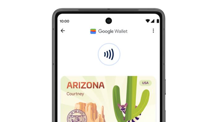 Google Wallet screenshot showing an illustration of an Arizona state ID.