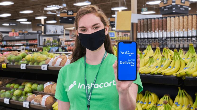 Kroger Delivery Now app on Instacart worker's iPhone