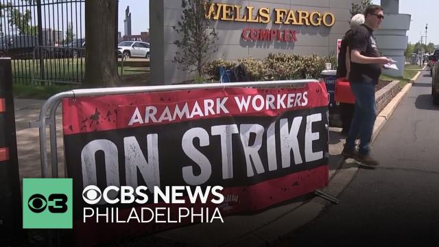 Aramark workers strike during 76ers game 4 at Wells Fargo Center