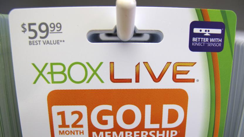 Xbox live gold membership cards are shown for sale at a Microsoft retail store in San Diego January 18, 2012. Microsoft Corp's fiscal second-quarter profit fell very slightly as lagging computer sales to cash-strapped consumers in the United States and Europe hurt its core Windows business. Picture taken January 18, 2012. REUTERS/Mike Blake (UNITED STATES - Tags: BUSINESS SCIENCE TECHNOLOGY)