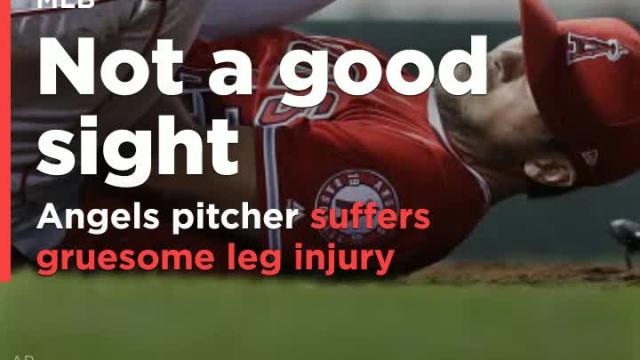 Rookie Angels pitcher carted off after suffering gruesome leg injury