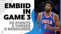 Embiid scores playoff career-high 50 points in Game 3 win over Knicks