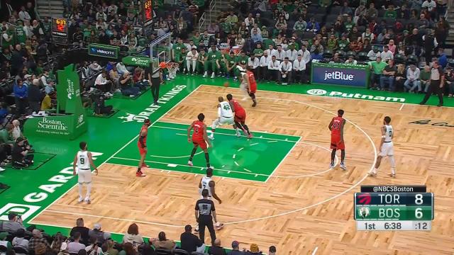 Scottie Barnes with a block vs the Boston Celtics