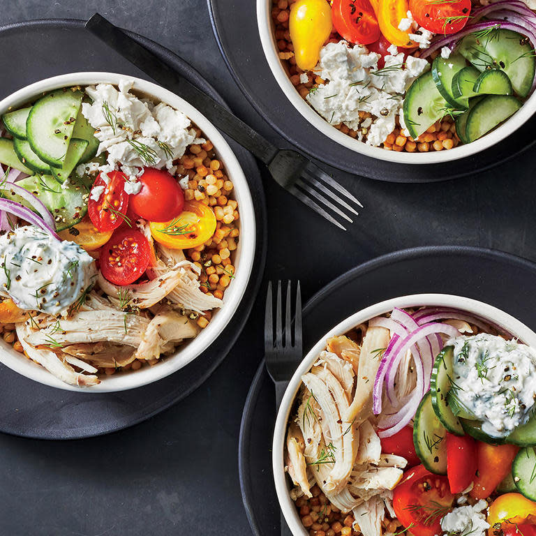 Mediterranean Chicken and Couscous Bowls.