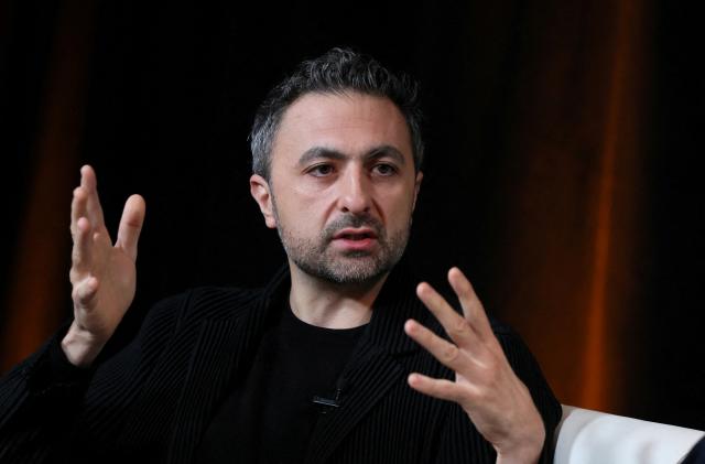 FILE PHOTO: Mustafa Suleyman CEO and co-founder of Inflection AI speaks during the Axios BFD event in New York City, U.S., October 12, 2023. REUTERS/Brendan McDermid/File Photo