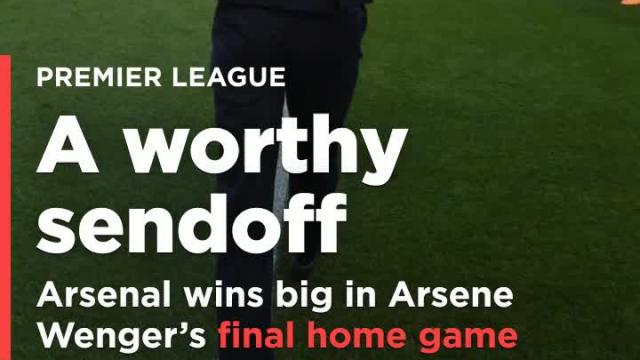 Arsenal wins big at Arsene Wenger's final home game