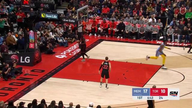 Jaren Jackson Jr. with an alley oop vs the Toronto Raptors