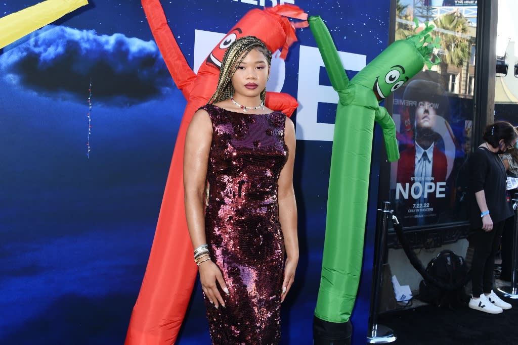 Storm Reid Turns Heads at ‘Nope’ Premiere in Sequin Gown and Peep-Toe Platforms