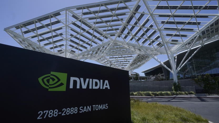 A Nvidia office building is shown in Santa Clara, Calif., Wednesday, May 31, 2023. (AP Photo/Jeff Chiu)