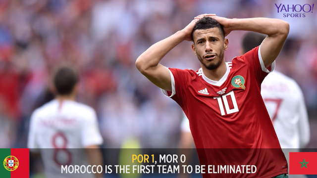 Morocco becomes the first team to be eliminated from the 2018 World Cup after losing to Portugal