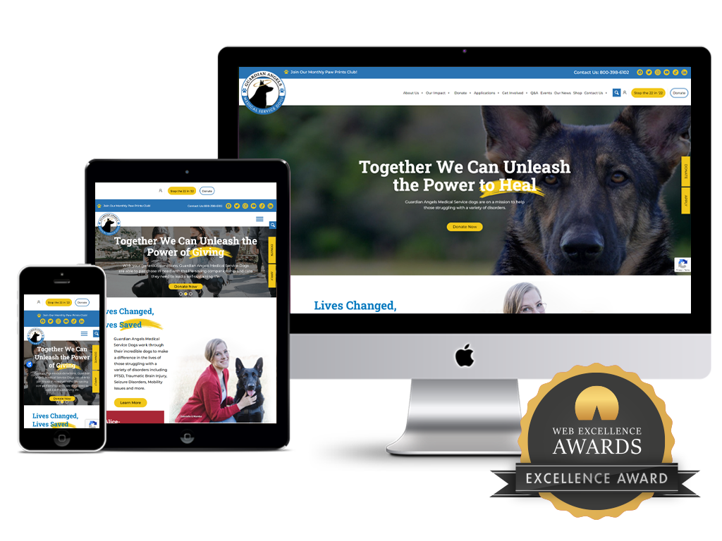 Guardian Angels Medical Service Dogs’ website recognized for prestigious web design award