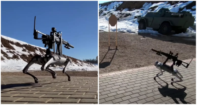 Robot dog outfitted with machine gun in Russia brings us closer to real-life ‘Bl..