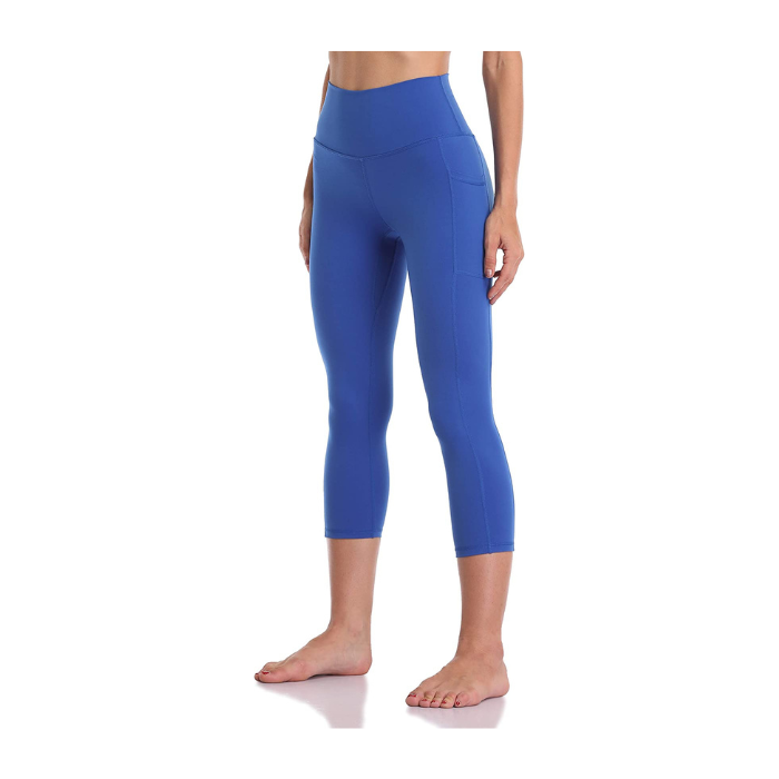 Lululemon Leggings High Rise Capri/Crop w Cutouts Pocket Raw Hem Steel Blue  2