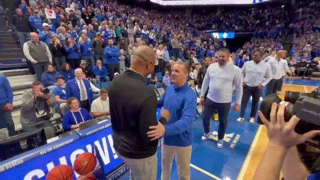 Watch it! John Calipari, Kenny Payne greet each other before Louisville-Kentucky game