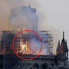 Woman claims to spot Jesus in photo of flaming Notre Dame Cathedral roof