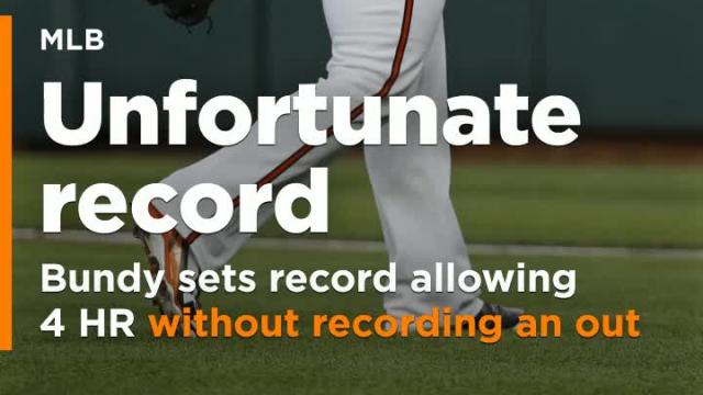 Orioles P Dylan Bundy sets record by allowing four home runs without recording an out