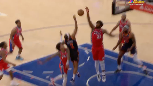 BIG TIME! Joel Embiid BLOCKS Miles McBride at the bucket in the 4th quarter