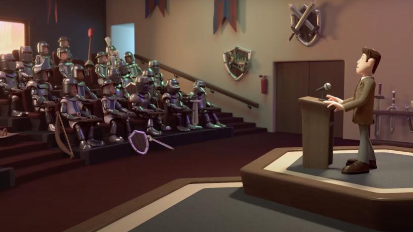 Lecture hall full of knights