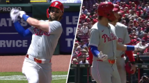 WELCOME BACK, BRYCE! Harper goes yard for a two-run shot, silencing Reds fans