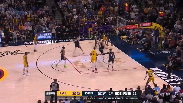 Rui Hachimura with a last basket of the period vs the Denver Nuggets