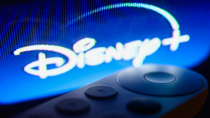 Disney+ logo on Chromecast menu displayed on a TV screen and Chromecast remote control are seen in this illustration photo taken in Krakow, Poland on July 19, 2023. (Photo by Jakub Porzycki/NurPhoto via Getty Images)