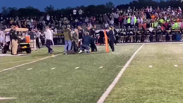 Video: Marlboro HS football quarterback stretchered off field