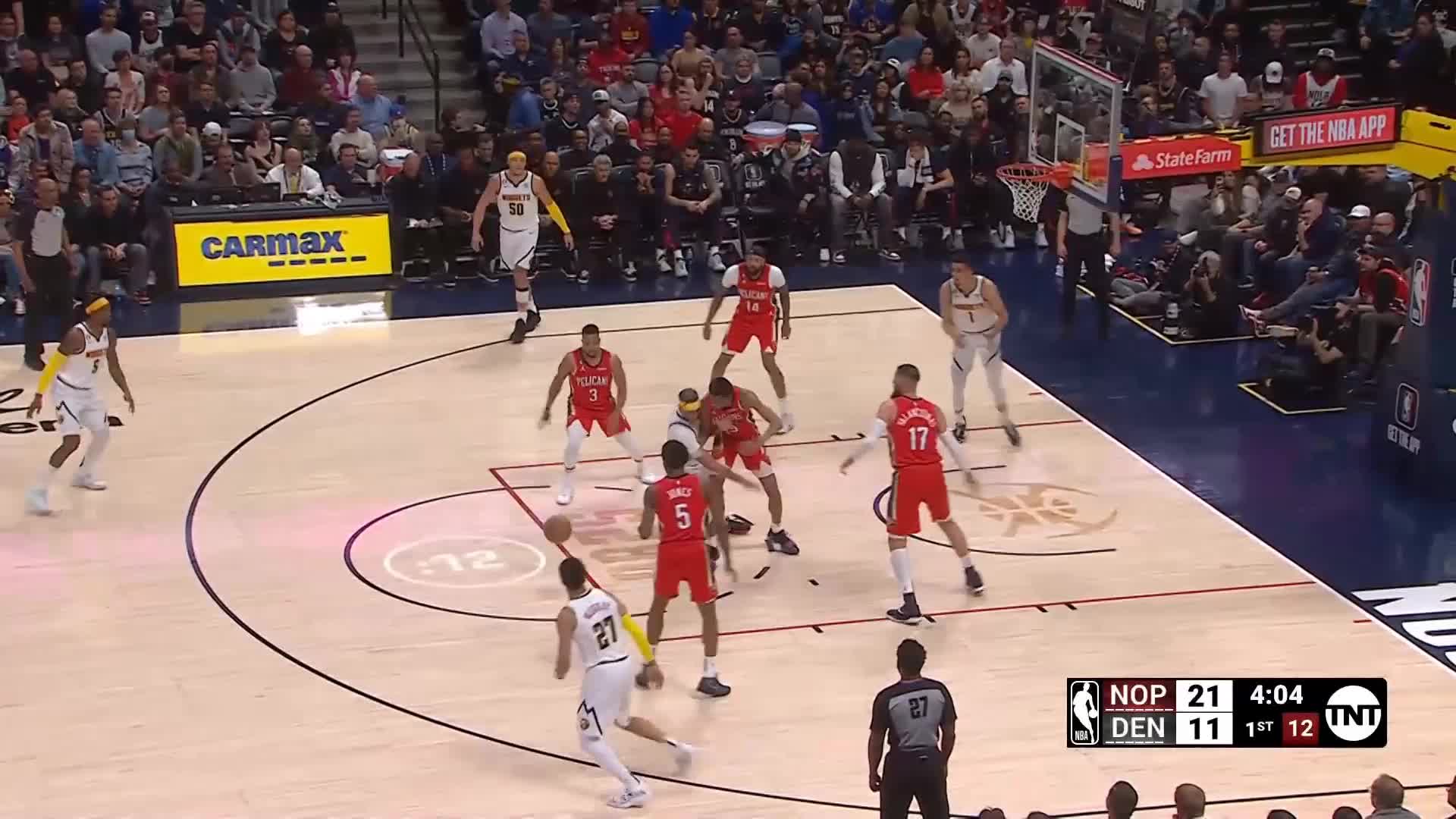 Zeke Nnaji with a dunk vs the New Orleans Pelicans
