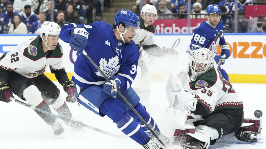 Associated Press - Auston Matthews scored his NHL-leading 53rd goal and the Toronto Maple Leafs topped Arizona 4-2 on Thursday night to send the Coyotes to their 14th straight loss.  Matthew Knies