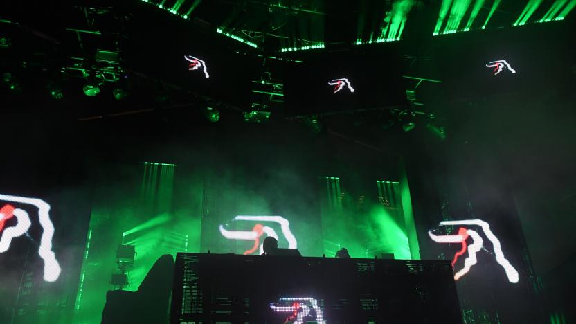 Aphex Twin performs on stage at the Coachella Valley Music and Arts Festival on April 13, 2019, in Indio, California. (Photo by VALERIE MACON / AFP)        (Photo credit should read VALERIE MACON/AFP/Getty Images)