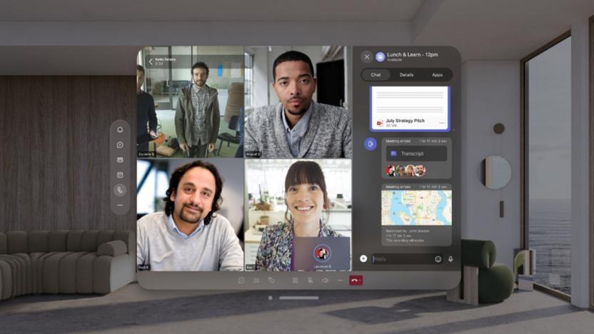 An image of Microsoft Teams on Vision Pro.