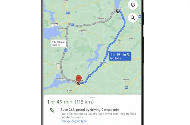 Google Maps eco-friendly directions