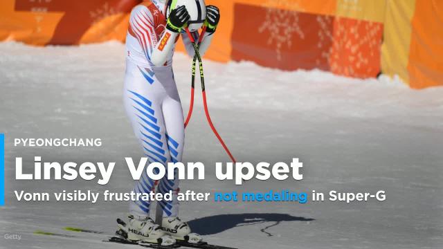 Lindsey Vonn visibly frustrated after not medaling in Super-G