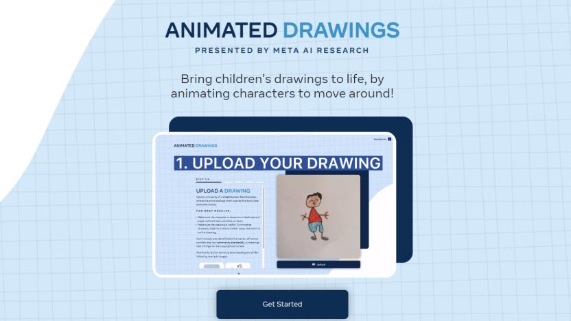 A screenshot of Meta's Animated Drawings web tool.