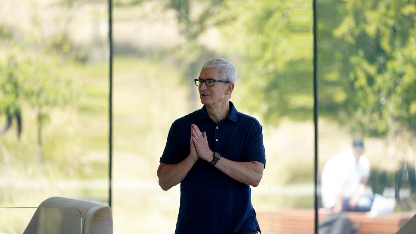 Apple CEO Tim Cook attends an event showcasing new products during the 2022 Apple Worldwide Developers Conference WWDC22 in the Steve Jobs Theater at the Apple Park in Cupertino, California, the United States, June 6, 2022.  U.S. tech company Apple Inc. on Monday kicked off its annual WWDC with the introduction of a new chip, laptops and operating systems. (Photo by Wu Xiaoling/Xinhua via Getty Images)