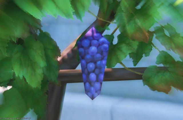 A low-polygon model of grapes in Final Fantasy XIV.