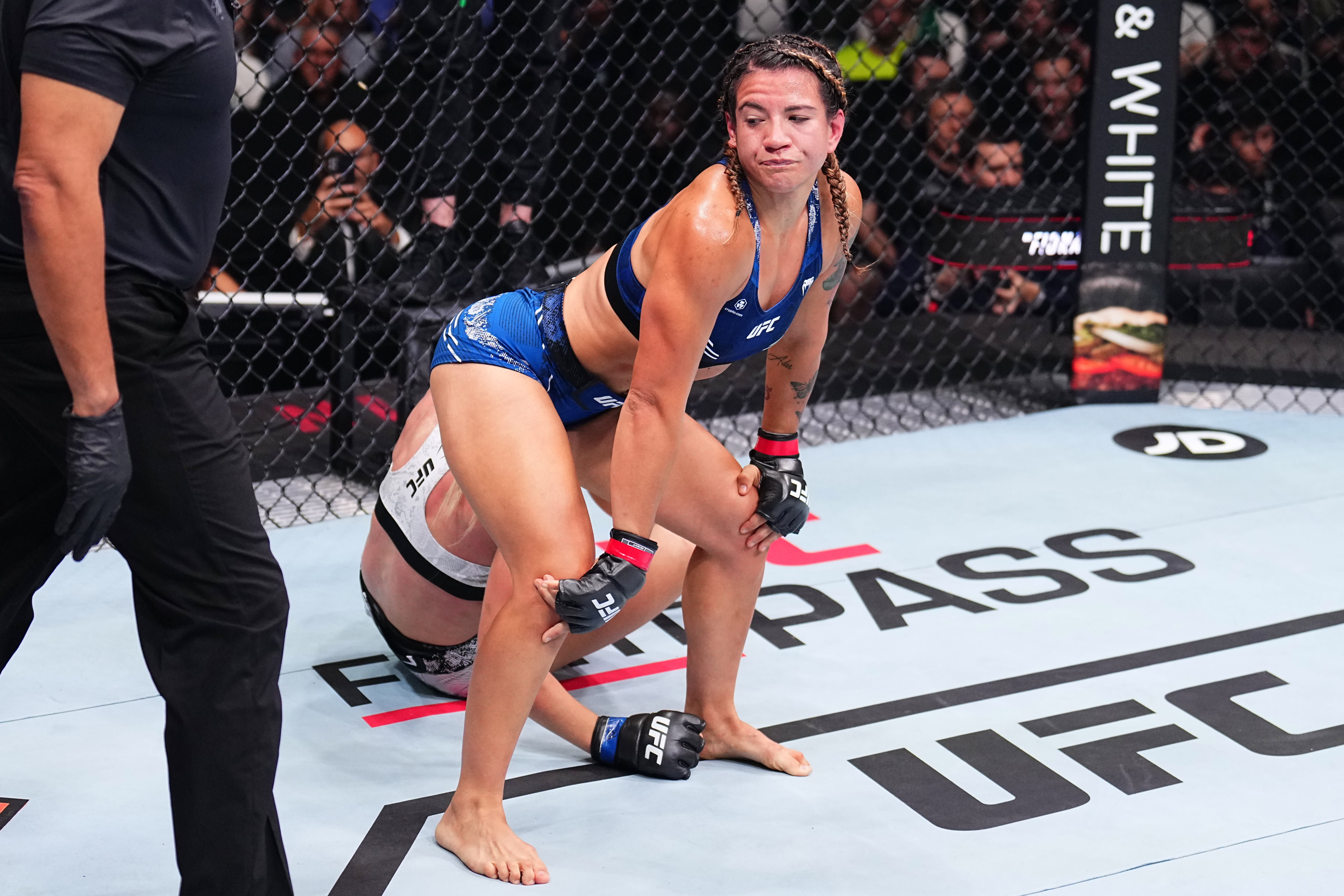 UFC Paris: Ailin Perez goes from trembling on scales to victoriously twerking in her opponent’s face