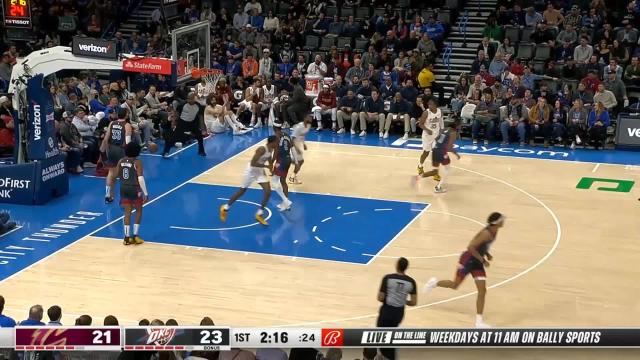 Evan Mobley with a dunk vs the Oklahoma City Thunder