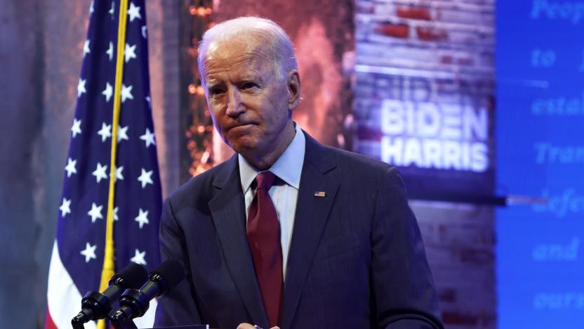 WILMINGTON, DELAWARE - SEPTEMBER 27: Democratic presidential nominee Joe Biden speaks during a campaign event on September 27, 2020 in Wilmington, Delaware. Biden spoke on President Trump’s new U.S. Supreme Court nomination. (Photo by Alex Wong/Getty Images)