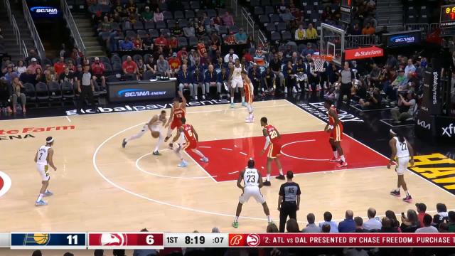 Andrew Nembhard with a deep 3 vs the Atlanta Hawks