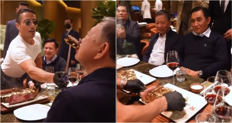 Video of Viet minister being fed $1,900 gold-leaf steak after visiting Karl Marx..