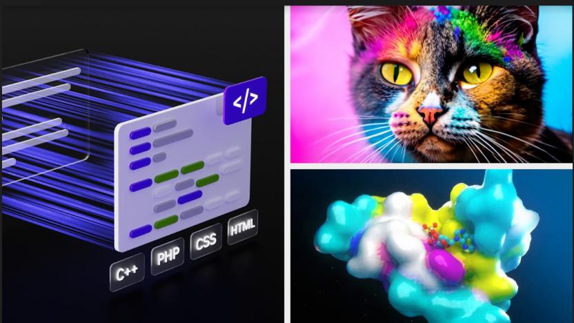 A colorful cat, some 3d programming, and a blob that I'm told is a molecule. 