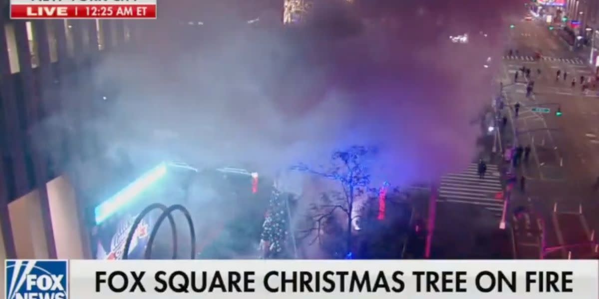 Man Held As Fox News' Giant Christmas Tree Goes Up In Flames