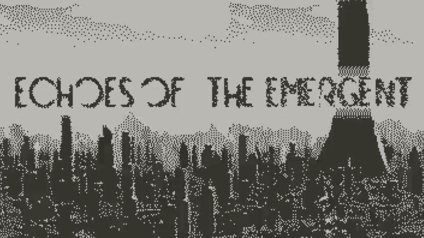 The title screen for the Playdate game Echoes of the Emergent