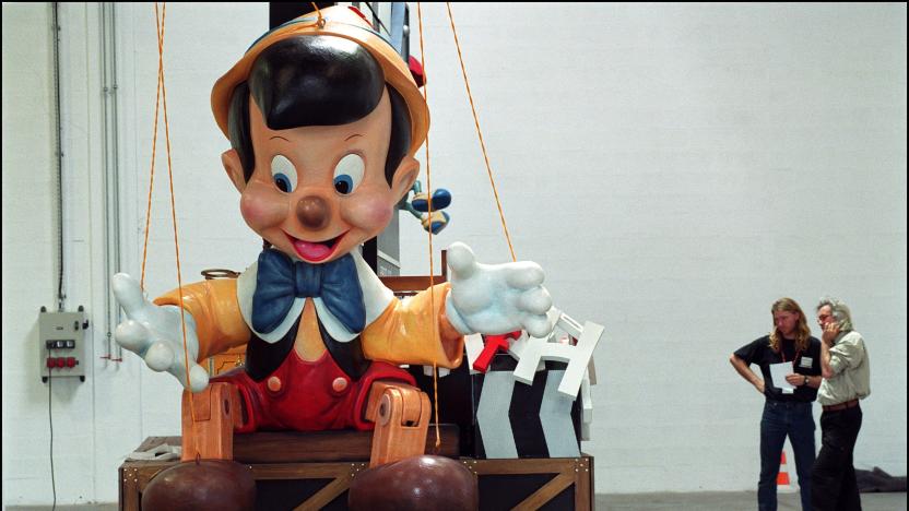 NETHERLANDS - MAY 01:  In Paris, the Disney Cinema Parade pays tribute to the world of cinema In Netherlands In May, 2002-Construction of the Pinocchio float in the Netherlands.  (Photo by Remi BENALI/Gamma-Rapho via Getty Images)